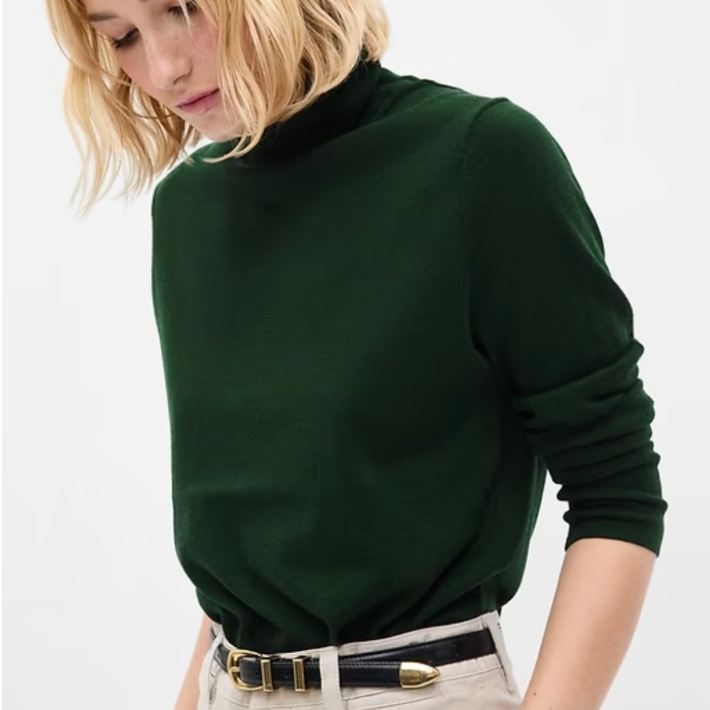NWT Green Merino Wool Turtleneck Sweater